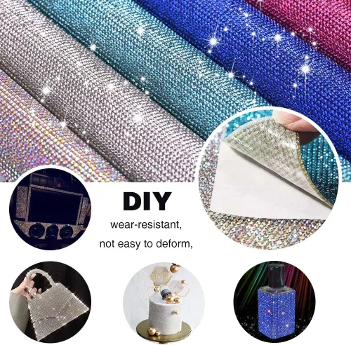 Vista 8 de Lámina de diamantes de imitación para decoración de automóvil, calcomanías de diamantes de imitación autoadhesivas, lámina de pegamento de gemas