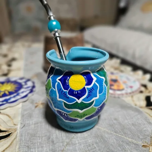 Vista 4 de Ceramic Mate - Juego de calabaza y bombilla – Calabaza de yerba mate – Taza mate fácil de limpiar, popote de filtro para té de yerba mate y bebidas
