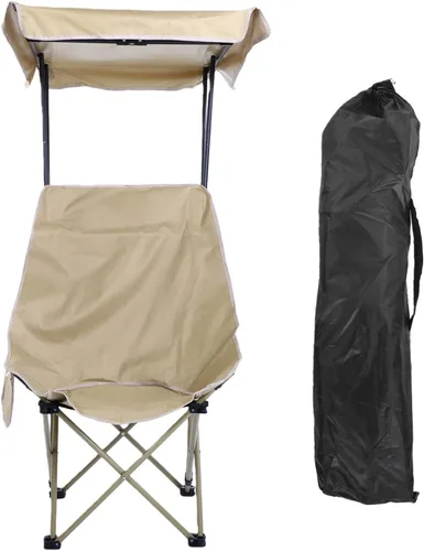 Vista 7 de Portable Camping Chair with Canopy, Beach Chair with Shade, Robust High Carbon Steel Oxford Canopy, Side Pocket Design for Fishing Camp All Outdoor