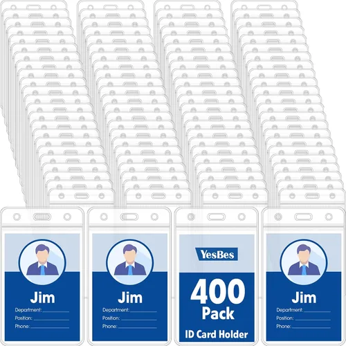 Vista 10 de 100 soportes horizontales para tarjetas de identificación, extra grueso, con cremallera resellable, soporte impermeable para tarjetas