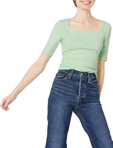 Vista 47 de Amazon Essentials - Camiseta de manga corta y cuello cuadrado para mujer