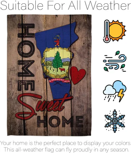 Vista 6 de HS191153-BO Vermont Sweet Home Americana States - Juego de bandera vertical decorativa para casa, 28 x 40 pulgadas con mástil, multicolor
