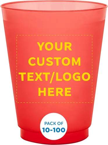 Vista 11 de Vasos de plástico esmerilado personalizados para estadios, paquete de 100, texto promocional, logotipo, 16 onzas, vasos de fiesta reutilizables