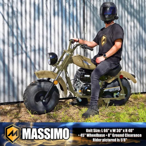 Vista 2 de Massimo Motor Warrior200 196CC Motor Super Size Mini Moto Trail Bike MX Street para niños y adultos Neumáticos anchos Motocicleta Powersport