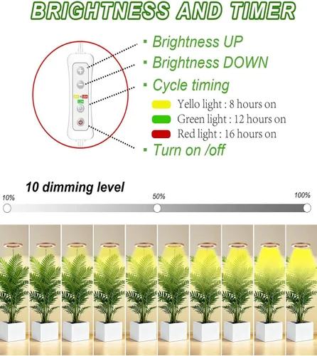 Vista 3 de yadoker Luz de Crecimiento de Plantas, Luz de Crecimiento LED de Espectro Completo para Plantas de Interior, Luces de Plantas de Grano de Madera
