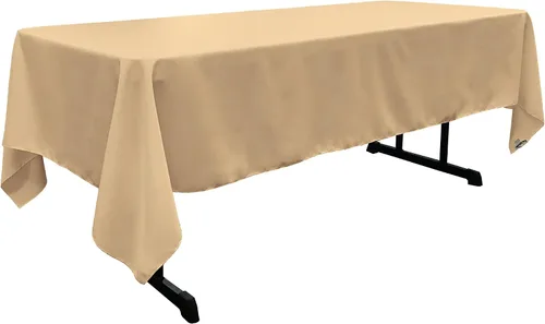 Vista 89 de LA Linen Mantel rectangular lavable de popelín de poliéster, resistente a las manchas y a las arrugas, cubierta de mesa 60x84, mantel de tela