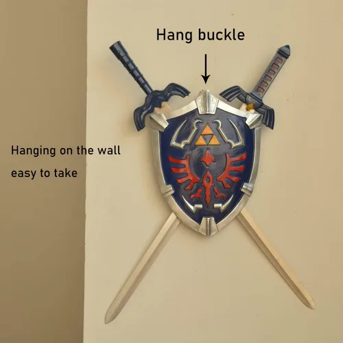Vista 6 de Blue Shield Japanese Anime Game Cosplay Sword Hylian Shield Metal/PVC