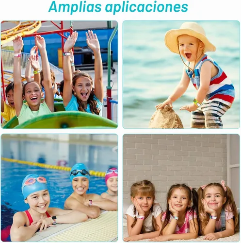 Vista 7 de 16 pulseras de identificación de seguridad para niños, ajustables e impermeables, pulseras de identificación reutilizables para niños y niñas