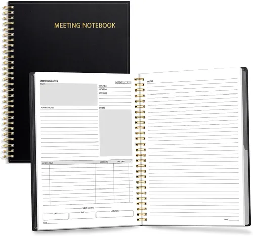 Vista 16 de SUNEE Half Meeting Half Note - Cuadernos profesionales de 8.5"x11" para el trabajo - 160 páginas, planificador de proyectos de tamaño A4, agenda