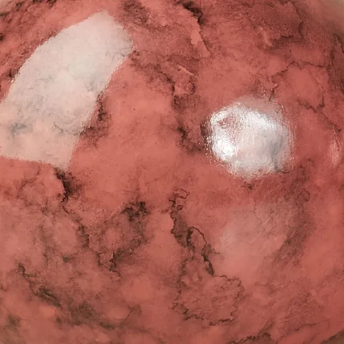 Vista 4 de Cambria - Bolas esféricas de cinabrio de 4 pulgadas de diámetro para centro de mesa, cuenco y bandeja, juego de tres orbes solamente Cinnabar