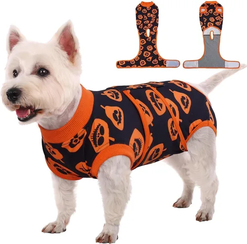 Vista 69 de Kuoser Traje de cirugía para perro, cómodo traje de recuperación para perras, mameluco protector posoperatorio, alternativa suave al cuello E