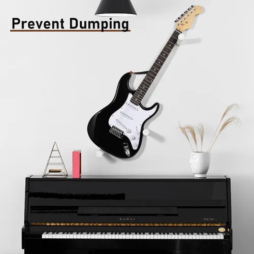 Vista 7 de Soporte de pared para guitarra eléctrica horizontal, suspensión de guitarra de madera maciza Blanco