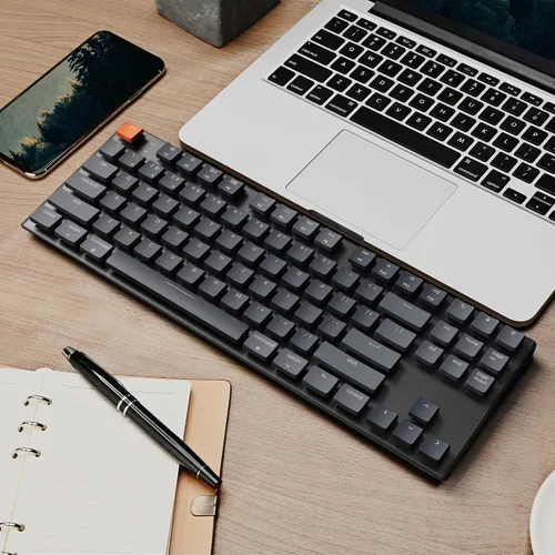 Vista 8 de Keychron Teclado mecánico inalámbrico K1, diseño sin llave ultra delgado Bluetoothcon cable RGB retroiluminado 87 teclas con interruptor marrón