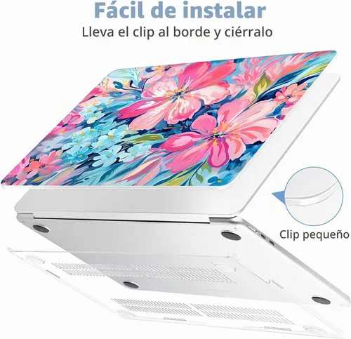 Vista 5 de Mektron Funda para MacBook Air 2026 de 15 pulgadas M5 A3448 compatible con M4 A3241 /M3 A3114/M2 A2941 cubierta rígida de plástico impreso
