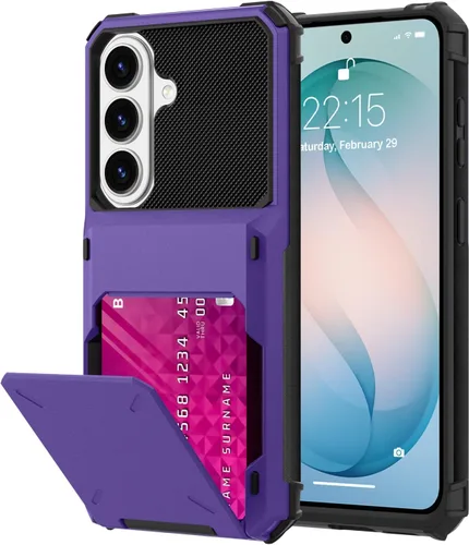 Vista 82 de Funda tipo cartera para Samsung Galaxy S22 con ranura para 2 tarjetas de crédito Funda a prueba de golpes Hybrid Heavy Duty Protection Armor Funda