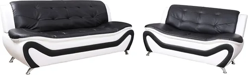 Vista 3 de Beverly Fine Furniture Juego de sofá moderno Aldo de 3 piezas, negro/blanco