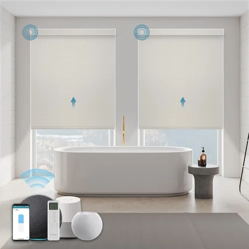 Vista 35 de Persiana Motorizada, Compatible con Homekit Thread-Enabled, Persianas Inteligentes 100% Opacas con Control Remoto, Persiana Enrollable Eléctrica