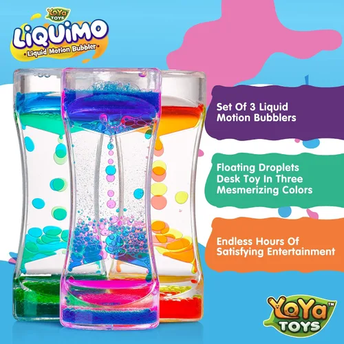 Vista 7 de YoYa Toys Liquimo - Liquid Motion Bubbler - Paquete de 3 - Juguete sensorial fidget de escritorio para niños y adultos - Tubos relajantes