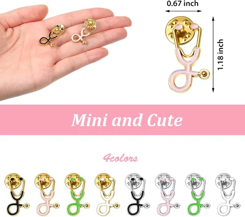 Vista 2 de Yaomiao Nurse Doctor Pins Stethoscope Brooch Pins Stethoscope Enamel Lapel Pin Cute Schoolbag Pin Badges for Christmas Doctor Nurse Medical Students
