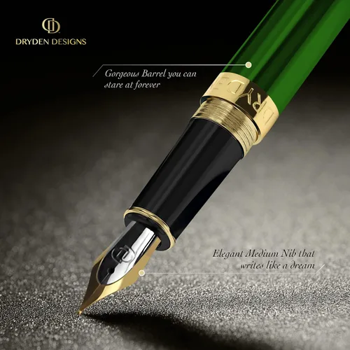 Vista 7 de Dryden Designs Pluma estilográfica, punta media y fina, incluye 24 cartuchos de tinta y convertidor de recarga de tinta, bolígrafo de caligrafía