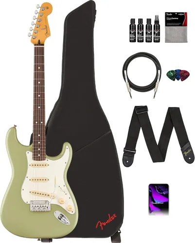 Vista 31 de Fender Player II Modified Stratocaster - Paquete de atardecer con bolsa de concierto, correa, cable, paquete de 3 púas y kit de limpieza de guitarra