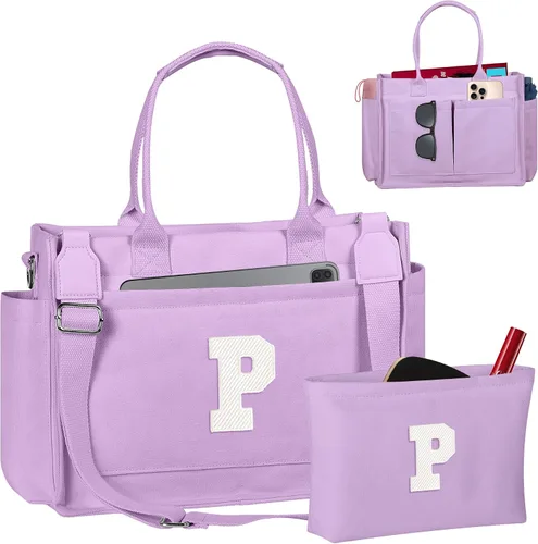 Vista 171 de Easter Basket Stuffers, Initial Tote Bag with Makeup Bag, Birthday Gifts for Women, Teen Girl Gifts Trendy Stuff