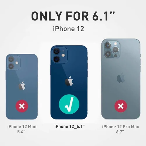 Vista 2 de Funda compatible con iPhone 12 resistente de grado militar a prueba de golpes, doble protección (TPU+PC), funda magnética sólida y duradera