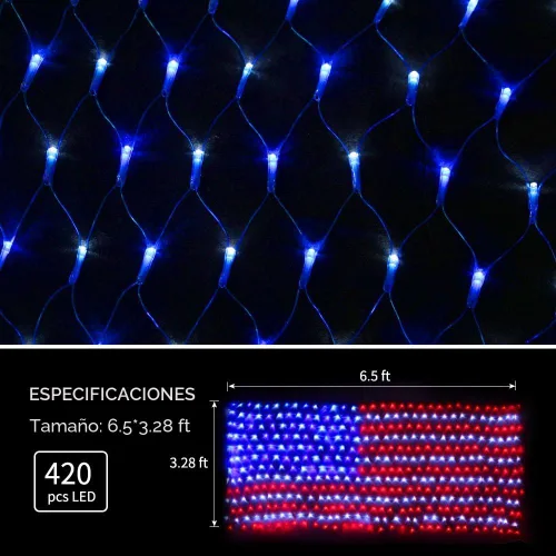 Vista 3 de XTF2015 - Cadena de luces LED de la bandera de los Estados Unidos, resistente al agua, para Navidad, festival, vacaciones, día de la independencia