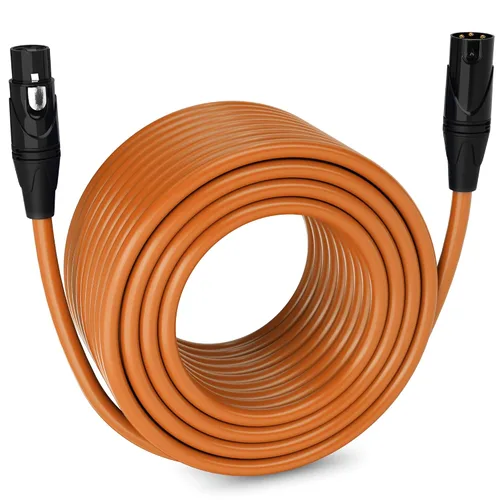 Vista 49 de LyxPro Cable de micrófono XLR hembra a macho de ángulo recto de 3 pines de 1.5 pies para altavoces amplificados, interfaz de audio, rendimiento