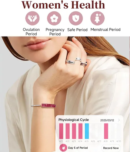 Vista 5 de Rastreador de actividad física elegante pulsera inteligente de diamantes para mujer pulsera de salud pulsera de frecuencia cardíaca monitor
