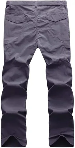 Vista 2 de Pantalones cargo de senderismo de secado rápido para hombre, para exteriores, casual, elástico, transpirable, con múltiples bolsillos (sin cinturón)