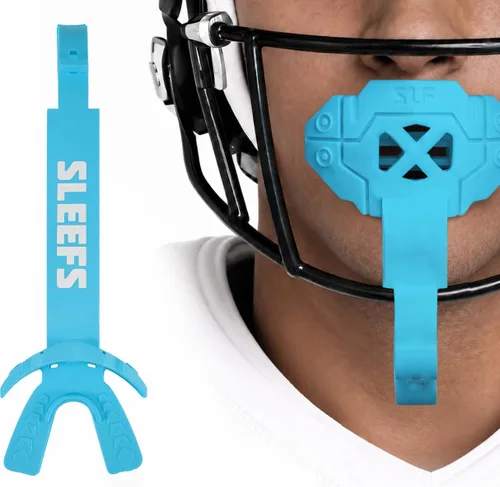 Vista 25 de SLEEFS X - Protector bucal de fútbol con correa para protección contra Negro