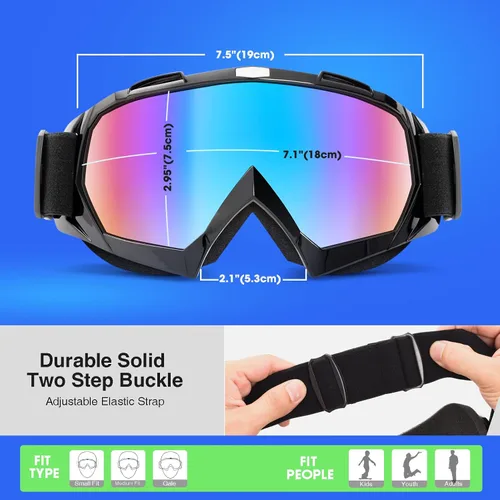 Vista 4 de MAMBAOUT Gafas de esquí de nieve para adultos, gafas de snowboard para jóvenes, adolescentes, hombres y mujeres, gafas de moto de nieve de visión