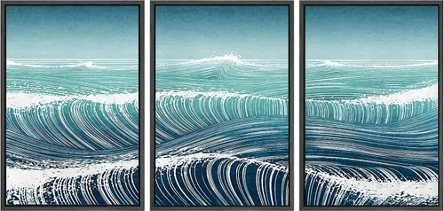 Vista 105 de SIGNWIN Lienzo enmarcado para pared, juego de arte sereno de pantanos con humedales verdes e ilustraciones de agua tranquila, arte moderno