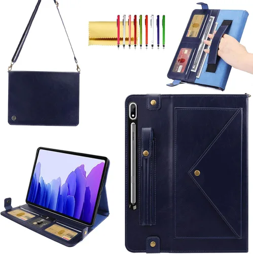 Vista 12 de Bolso Funda para Samsung Galaxy Tab S10 FE/S9 FE 10.9"/S9/S8/S7 11", Techcircle Folio con Soporte Cruzado, Billetera con Ranura para Lápiz S Pen