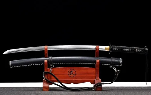 Vista 3 de Hecho a mano 40 ''negro Katana 1095 acero cuero Saya japonés samurai espada