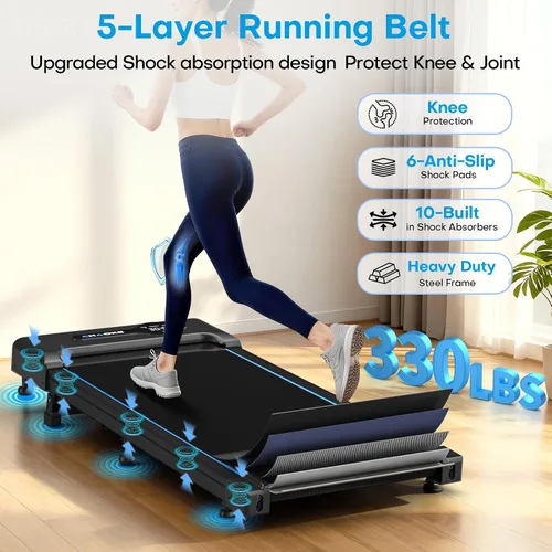Vista 4 de CHAOKE Walking Pad Treadmill for Home, 6.2MPH Under Desk Walking Pad with 9% Incline for Office Small Spaces, 2.75HP Quiet Running Machines, Remote