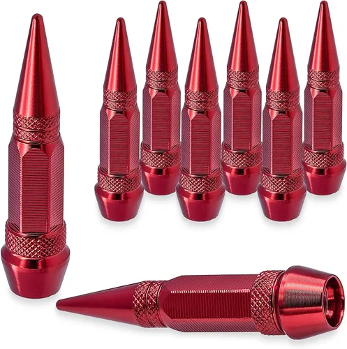 Vista 12 de 4 piezas de tapas de válvula de neumático con estilo púas, cubiertas de válvula de neumático universales de aleación de aluminio a prueba de polvo