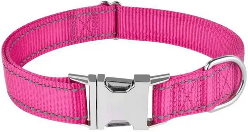 Vista 13 de Love Dream Collar reflectante para perro con hebilla de metal, collar de nailon ajustable de seguridad con hebilla de liberación rápida resistente
