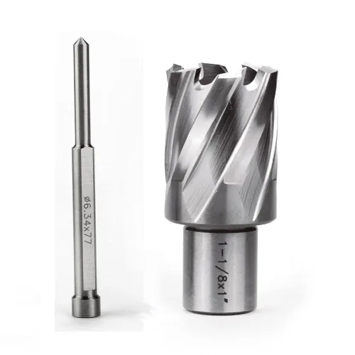 Vista 3 de OSCARBIDE 1-1/8" x 1" HSS cortador anular 3/4" Weldon Shank Mag broca