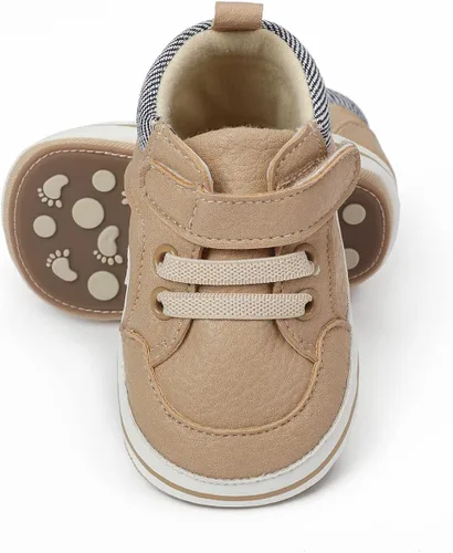 Vista 3 de COSANKIM Zapatos deportivos para bebé niño y niña, zapatos de tobillo altos, antideslizantes, suela suave, zapatos de cuna para niños pequeños