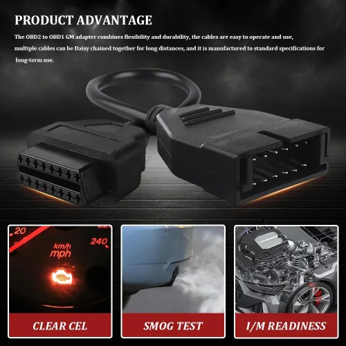 Vista 4 de Adaptador OBD2 a OBD1 GM, lector de código de automóvil, OBD1 de 12 pines a OBD2 conector de cable de escáner de enchufe de 16 pines, herramienta