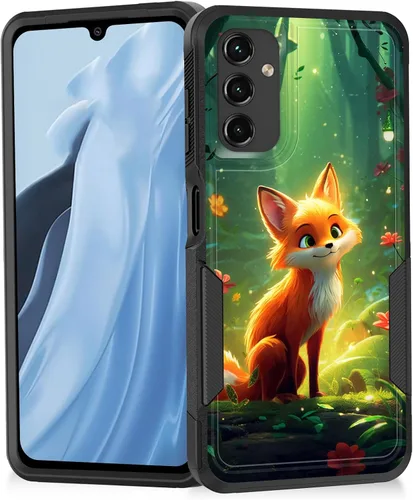 Vista 55 de Funda para Galaxy A14 5G, resistente de doble capa híbrida de policarbonato duro, goma suave, a prueba de golpes, funda protectora resistente