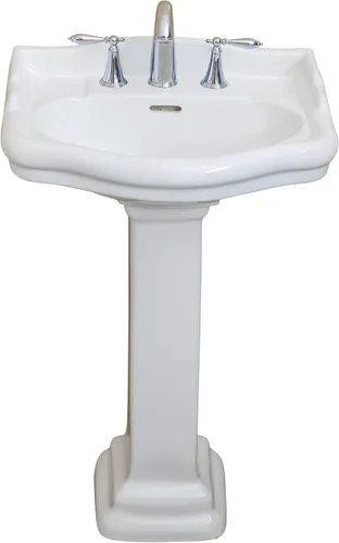Vista 11 de Fine Fixtures Roosevelt Lavabo de Pedestal para Baño – Lavabo de Pedestal Pequeño de 18 Pulgadas, Cerámica Vítrea China Duradera con Orificio Único