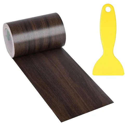 Vista 10 de Cinta de Reparación de Veta de Madera Realista de 4" x 33', Parche de Reparación de Veta de Madera Autoadhesivo para Mesas, Sillas, Puertas Marrón