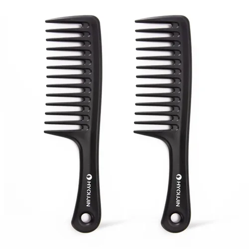Vista 9 de HYOUJIN Large Wide Tooth Comb Detangling for Curly,Wet,Dry Hair,Black Negro