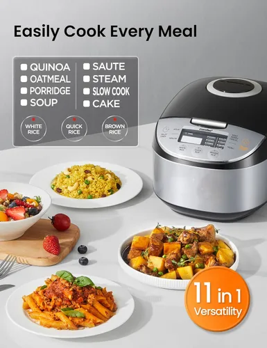 Vista 2 de Arrocera COMFEE' de 12 Tazas Cocinadas/6 Tazas Sin Cocinar, Arrocera Portátil Antiadherente, Arrocera Japonesa con Tecnología Lógica Difusa