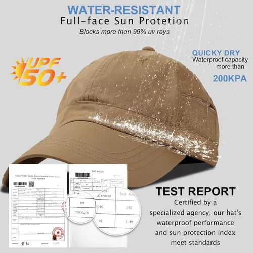 Vista 23 de Gorra de béisbol impermeable para hombre, sombrero de lluvia plegable para correr al aire libre, sombrero de pesca solar