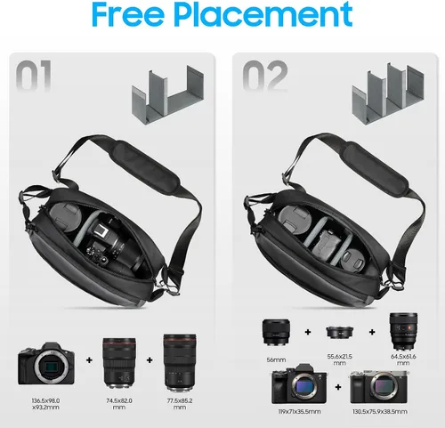 Vista 4 de FINTIE Bolsa bandolera para cámara con trípode para cámaras DSLR SLR sin