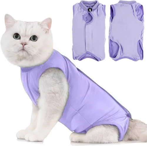 Vista 8 de Avont Traje de recuperación para gatos – Mameluco de gatito para gatos después de la cirugía, traje quirúrgico de esterilización alternativo al cono